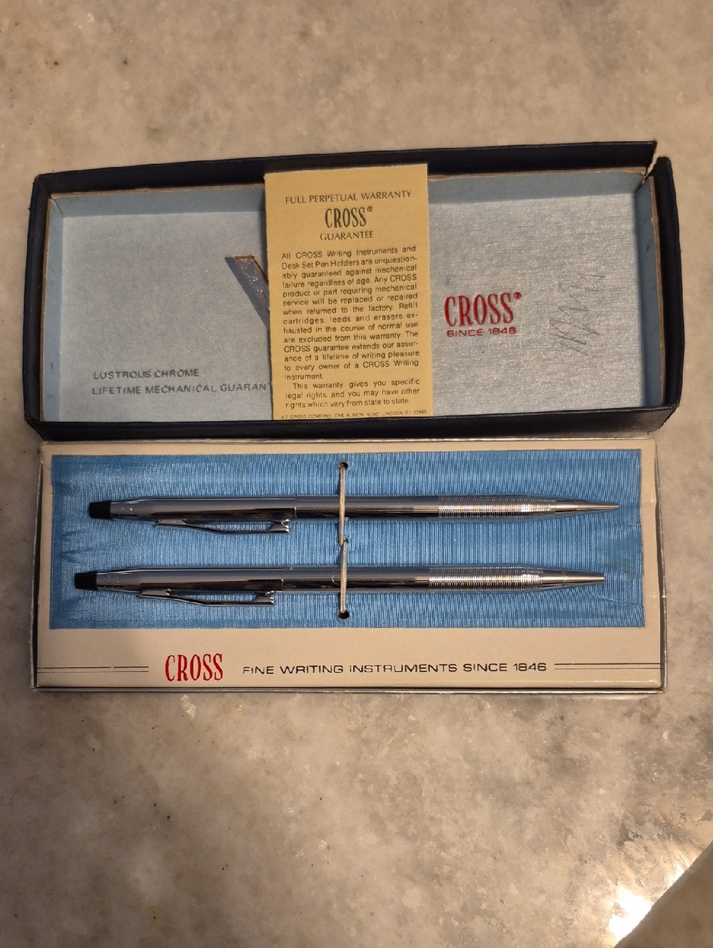 Cross Chrome Ballpoint Pen & Pencil Set - Silver